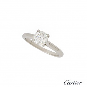 Cartier 1895 Diamond Ring in Platinum 0.90ct G/VVS2 B&P N4163600